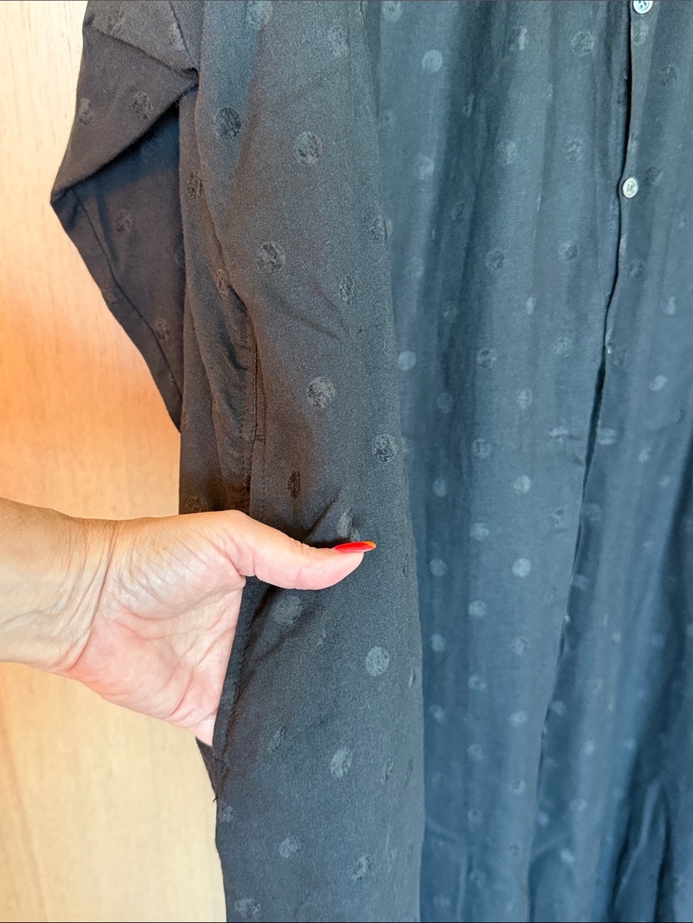 Loose Button-Front Black Maxi Dress - Picture 7 of 9